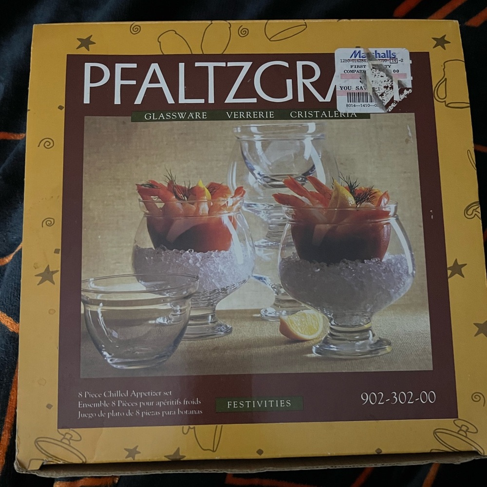 Vintage Pfaltzgraff 8 Piece Crystal Glass Chilled Appetizers Set